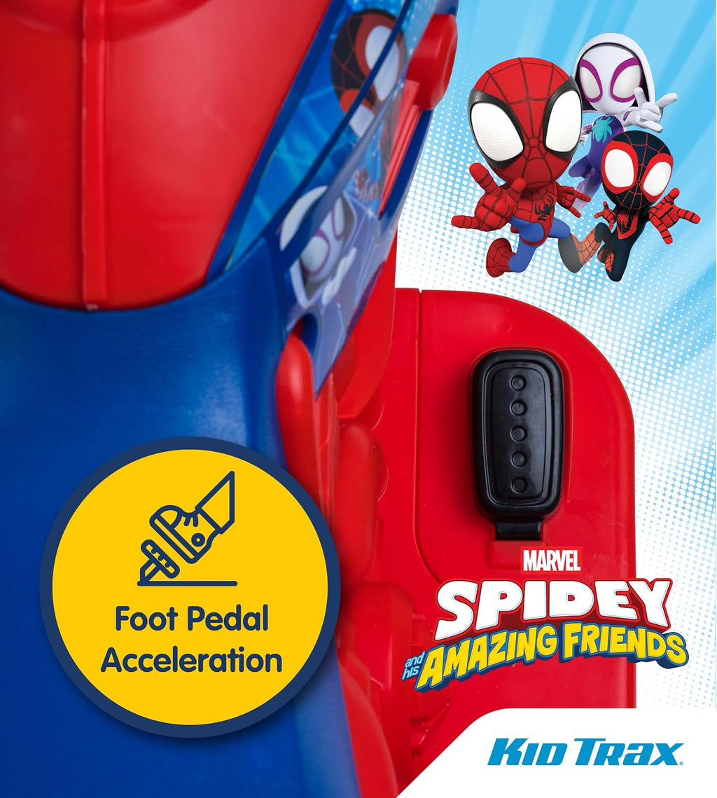 Kid Trax 6V Marvel Spiderman Disney Junior Toddler Bike - Ride On Toys, Kids Bike, Outdoor Toys, Tricycle, Bikes, Marvel Toys, Trike, Max Speed 1.5mph, 18-36 Months, Max Weight of 44Lbs, Red & Blue