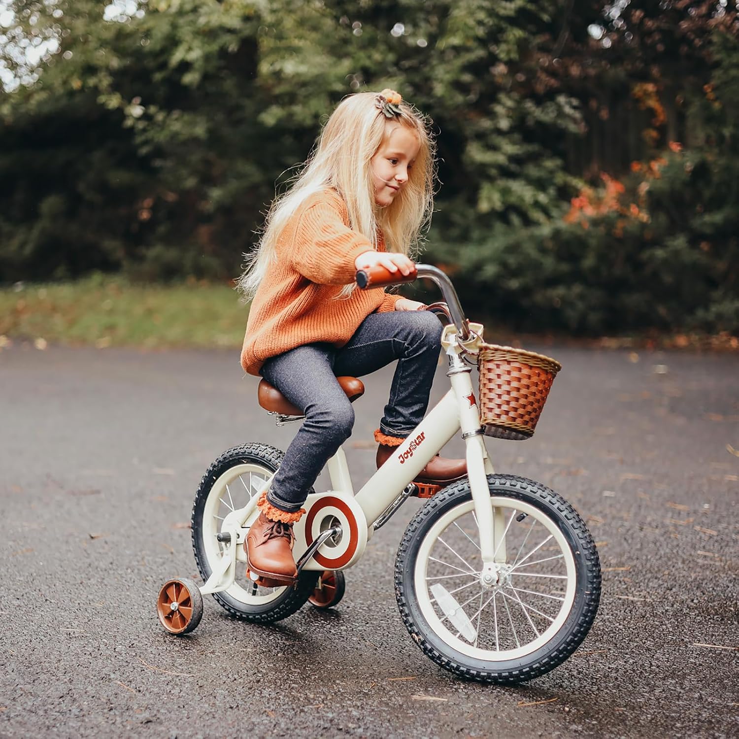 JOYSTAR Vintage Kids Bike with Training Wheels & Basket, 12 14 16 Inch Girls Bike for 2-7 Years Old, Toddler Bikes, Multiple Colors