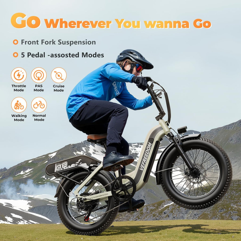 EUY Electric Bike for Adults with Peak 1500W Motor, 48V 20Ah Removable Battery Fast Ebike,Max 70Miles,20' x4.0 Fat Tire Commuting Electric Mountain Bike,7-Speed, Step-Thru Bicycle