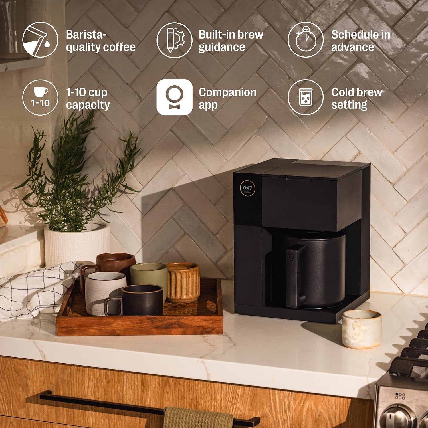 Fellow Aiden Precision Coffee Maker – 10-Cup Thermal Carafe, Programmable Drip Coffee Machine, Single Serve & Batch Brew, Adjustable Brew Strength, Removable Water Tank, Matte Black