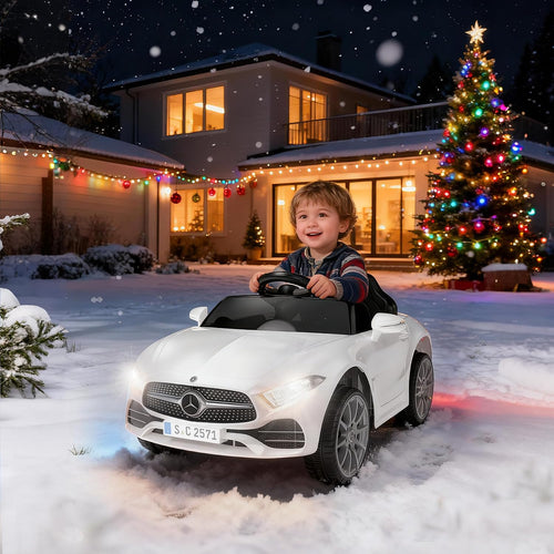12V Kids Ride On Car with 2.4G Remote Control,Battery Powered Electric Car Ride On Vehicle Double Doors, Safety Belt,LED Light (SC-White)