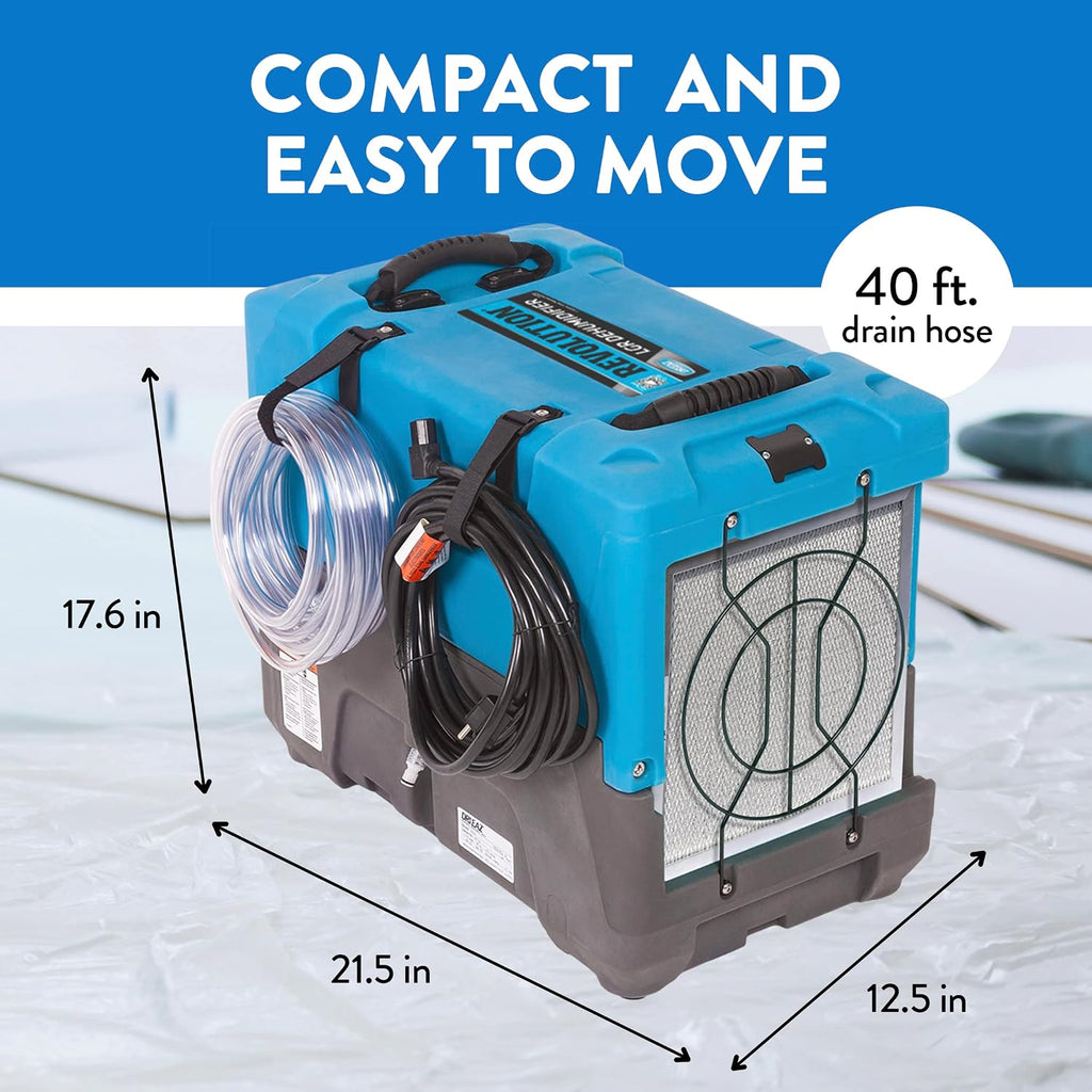 Dri-Eaz Revolution LGR Commercial Dehumidifier with Pump, 17 Gallon, Industrial Dehumidifier, Compact Dehumidifier