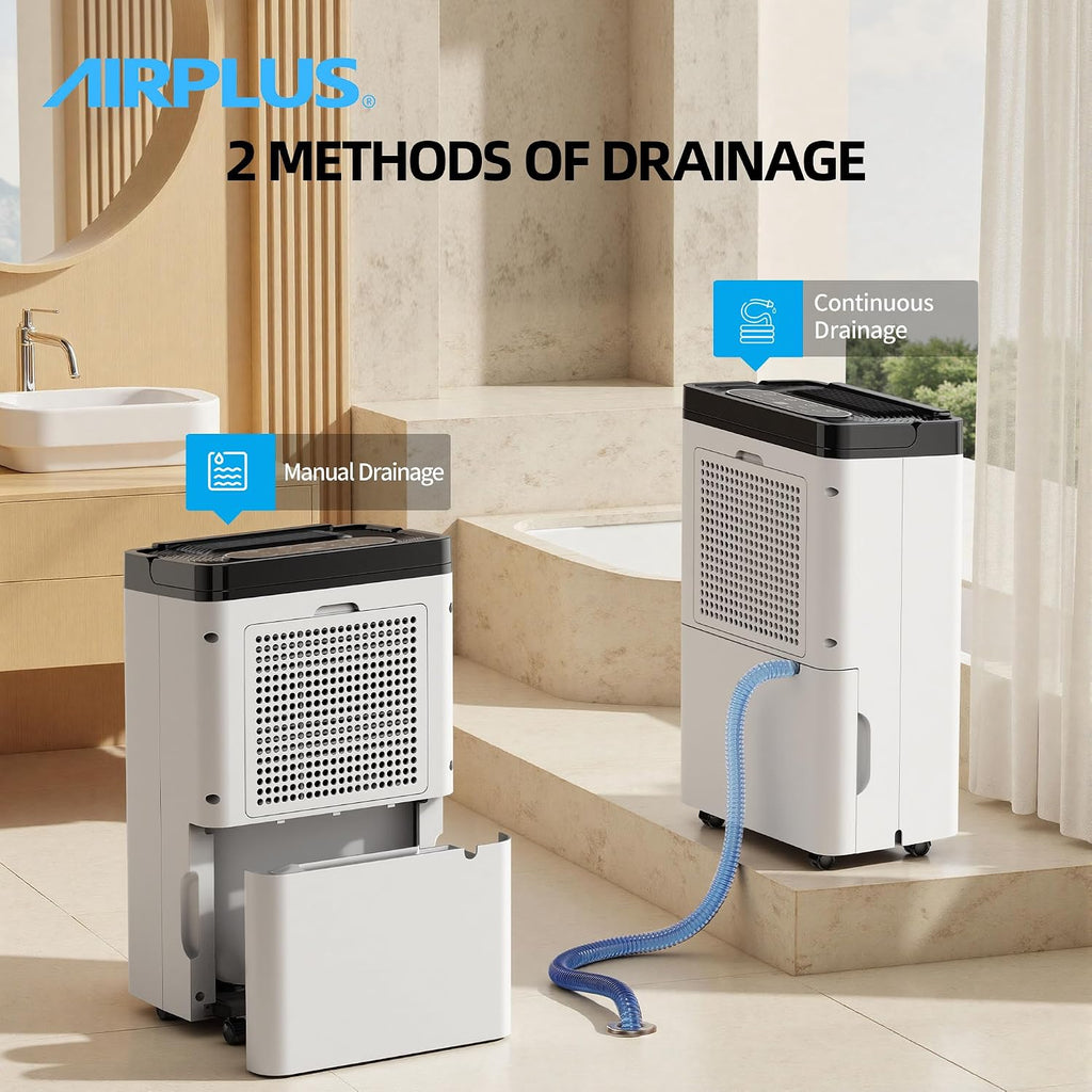AIRPLUS 5000 Sq. Ft Dehumidifier for Home and Basement, 80 Pint Portable Dehumidifiers with Drain Hose for Large Room, Quiet Sleep Mode Dehumidifier for Bedroom, RV De humidifier for Inside Camper