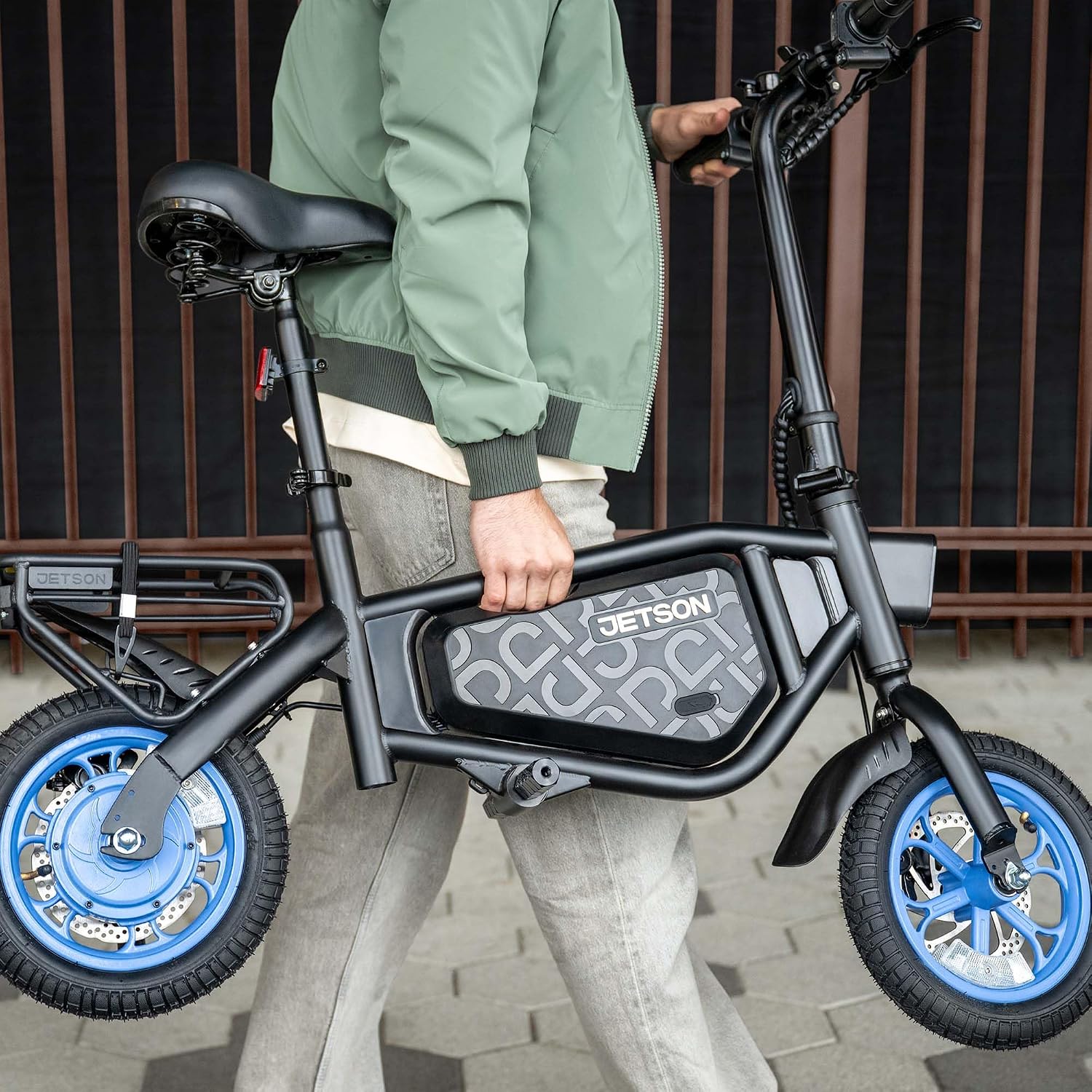 Jetson Bolt Electric Bike, Foot Pegs, Easy-Folding, Built-in Carrying Handle, Twist Throttle, Cruise Control, Up to 15.5 MPH, Range Up to 15 Miles, Ages 13+