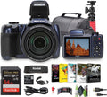 KODAK PIXPRO AZ528 Astro Zoom BSI-CMOS Bridge Vlogging Digital Camera 16MP 52X 1080p Wi-Fi (Midnight Blue) Bundle with 64GB Memory Card + Vlogger Tripod + Bag + Cleaning Kit + More Accessories