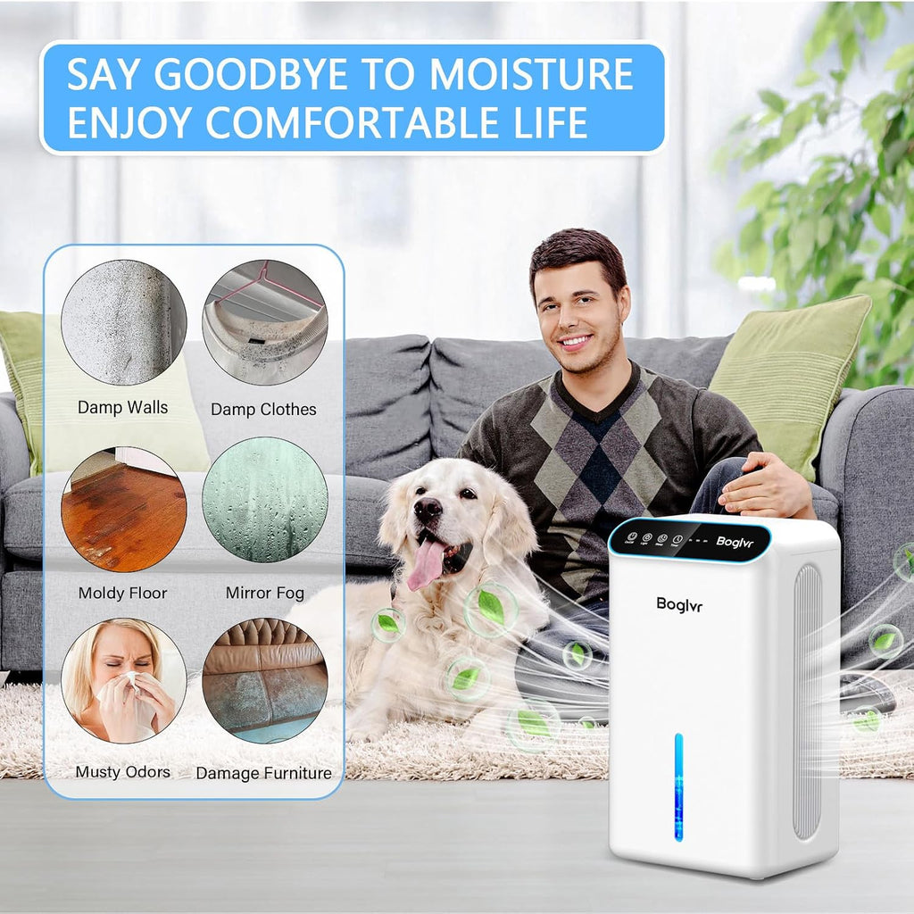 Dehumidifiers, Dehumidifier for Home (85 OZ, 800 sq.ft) Quiet Small Dehumidifier for Bedroom Bathroom Basement with Drain Hose, 3 Gear Timer, Sleep Mode, Auto Shut Off, 7 Color Ambient Light