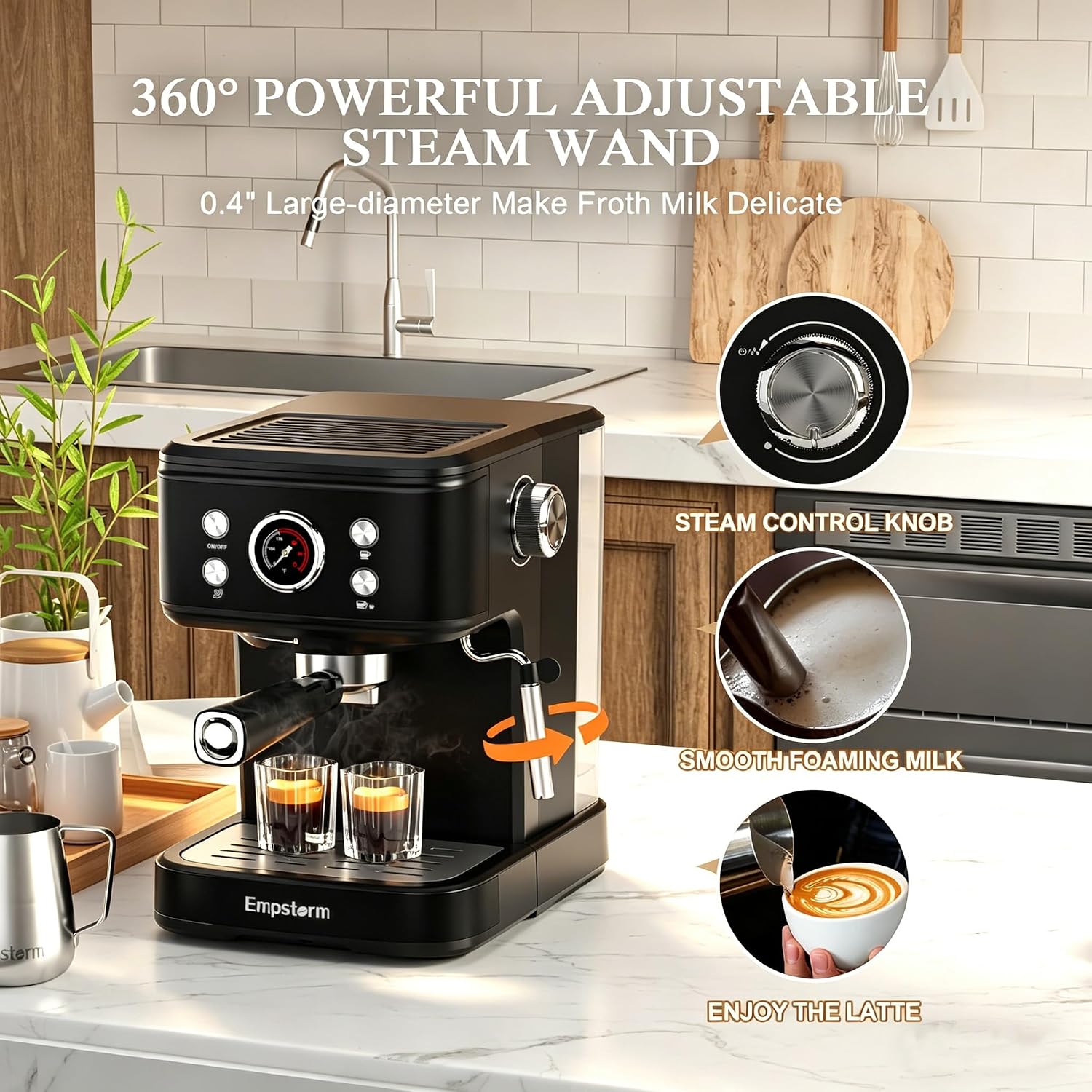 Empstorm 20 Bar Espresso Machine with Milk Frother Steam, for Nespresso Original Capsules Espresso maker 2 IN 1 expresso maker, Professional Cappuccino Expresso Machine for Home Or Office