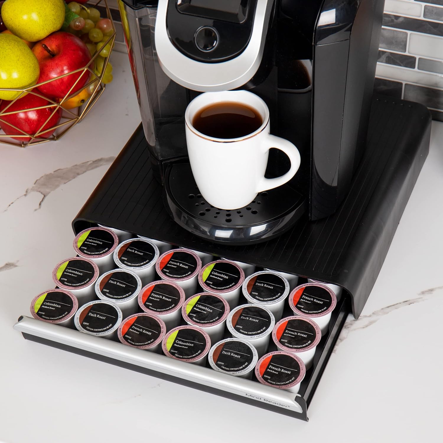 Mind Reader Single Serve Coffee Pod Drawer, 36 Pod Capacity, Countertop Organizer, Breakroom, 12.75'L x 13'W x 3'H, Black (Pack of 6)