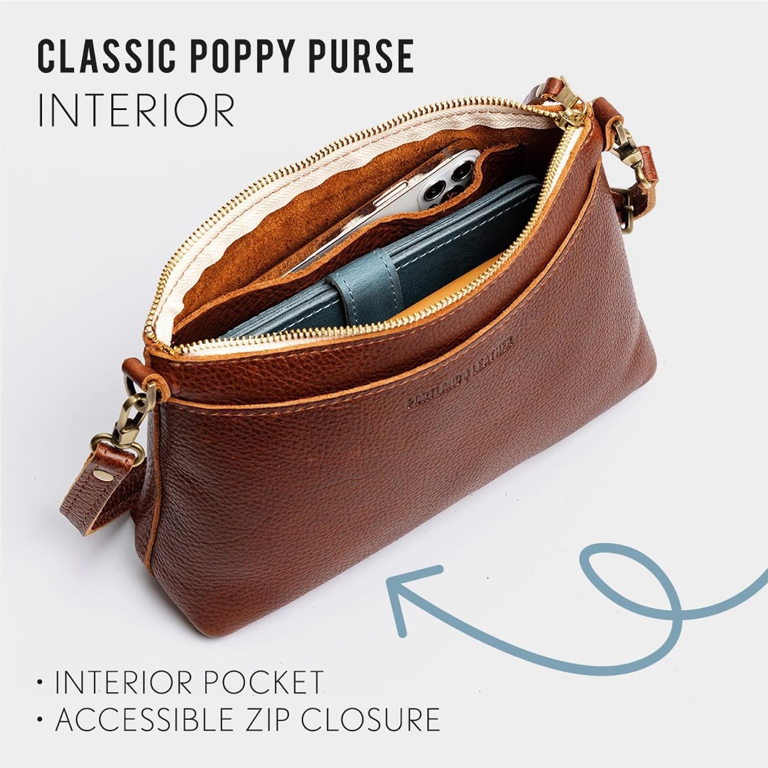 Portland Leather Goods Poppy Purse – Leather Handbag w/Removable Crossbody Strap – Handmade from the Finest Full-Grain Hides