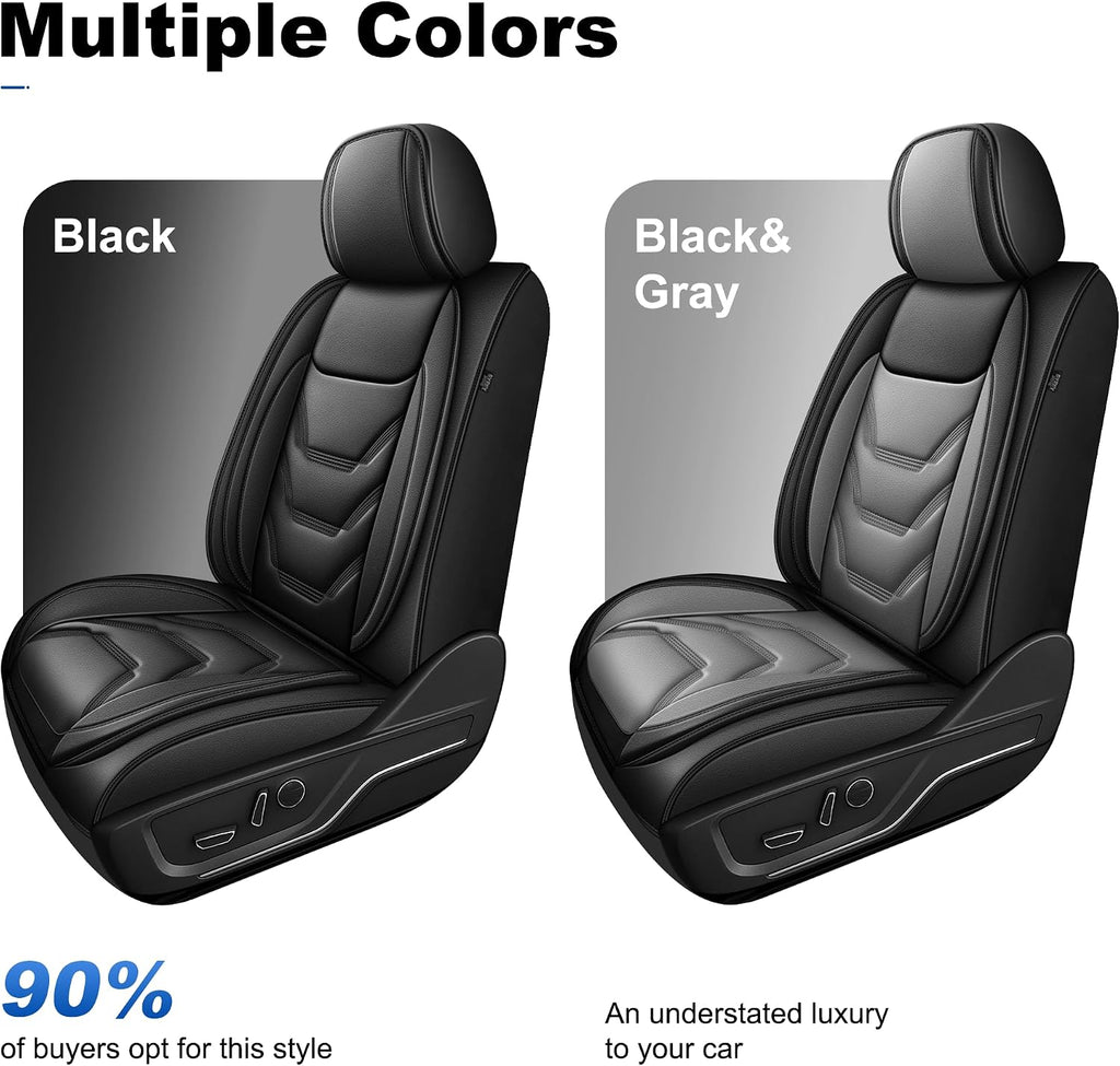 Seat Covers Fit for Truck Chevy Silverado GMC Sierra 1500/2500/3500HD Trail Boss Z71 2007-2025 2026 Double Extended Cab Waterproof Faux Leather Protectors(5 Seats,Black)