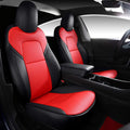 Seat Cover Custom Fit for Tesla Model 3 Model Y Synthetic Leather Car Seat Cushion Protector for 2017 2018 2019 2020 2021 2022 All Season Customized (2 Front Black& Red)
