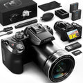 8K Digital Camera, 64MP Cameras for Photography with 2.8' Flip Screen, 16X Zoom, WiFi & Autofocus, Vlogging Camera for YouTube, Includes 64GB Card & 2 Batteries (Black)