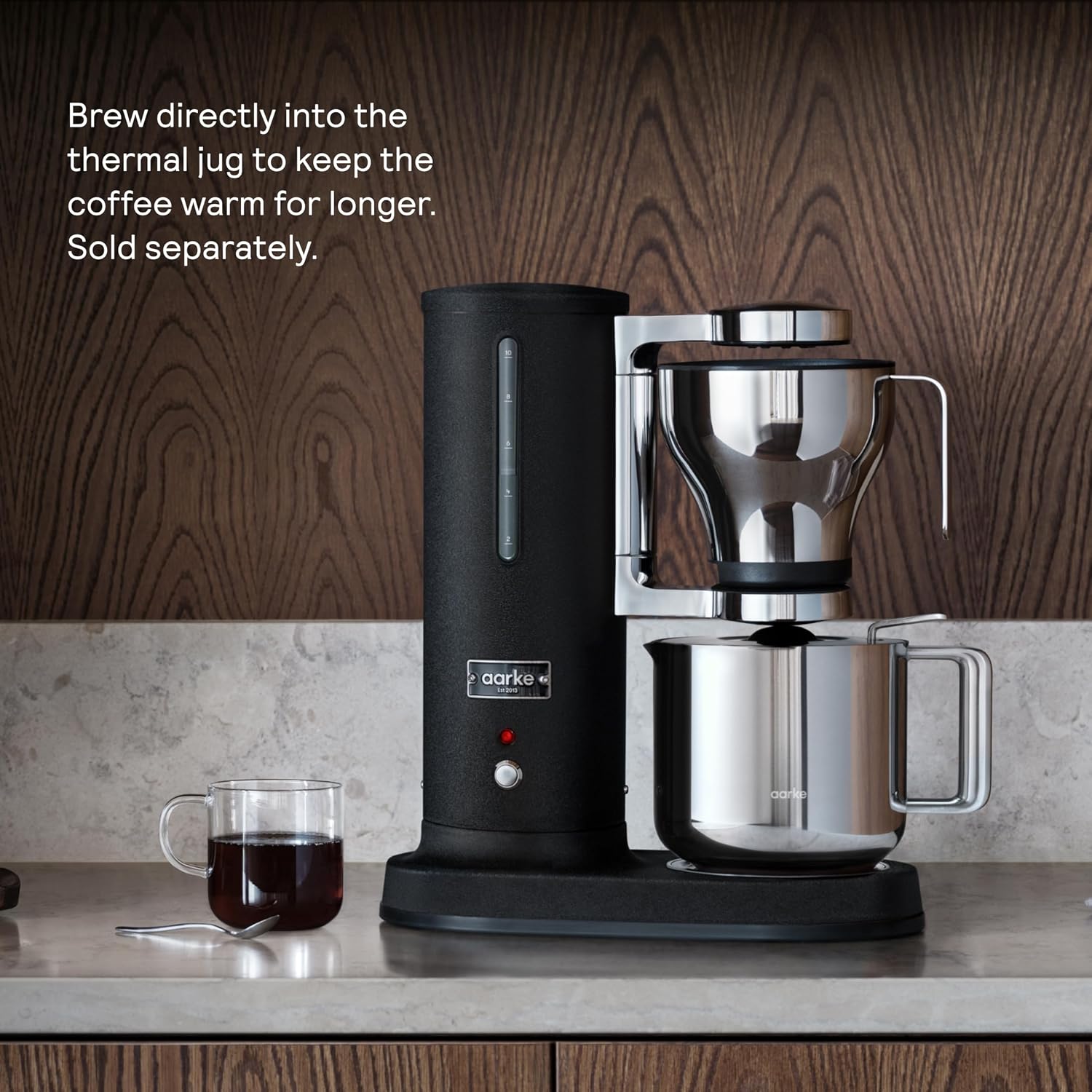 aarke Coffee Maker - Electric Drip Brewer with Automatic Drip-Stop, Glass Carafe, Brews Full Pot in Under 6 Minutes, SCA certified, Matte Black