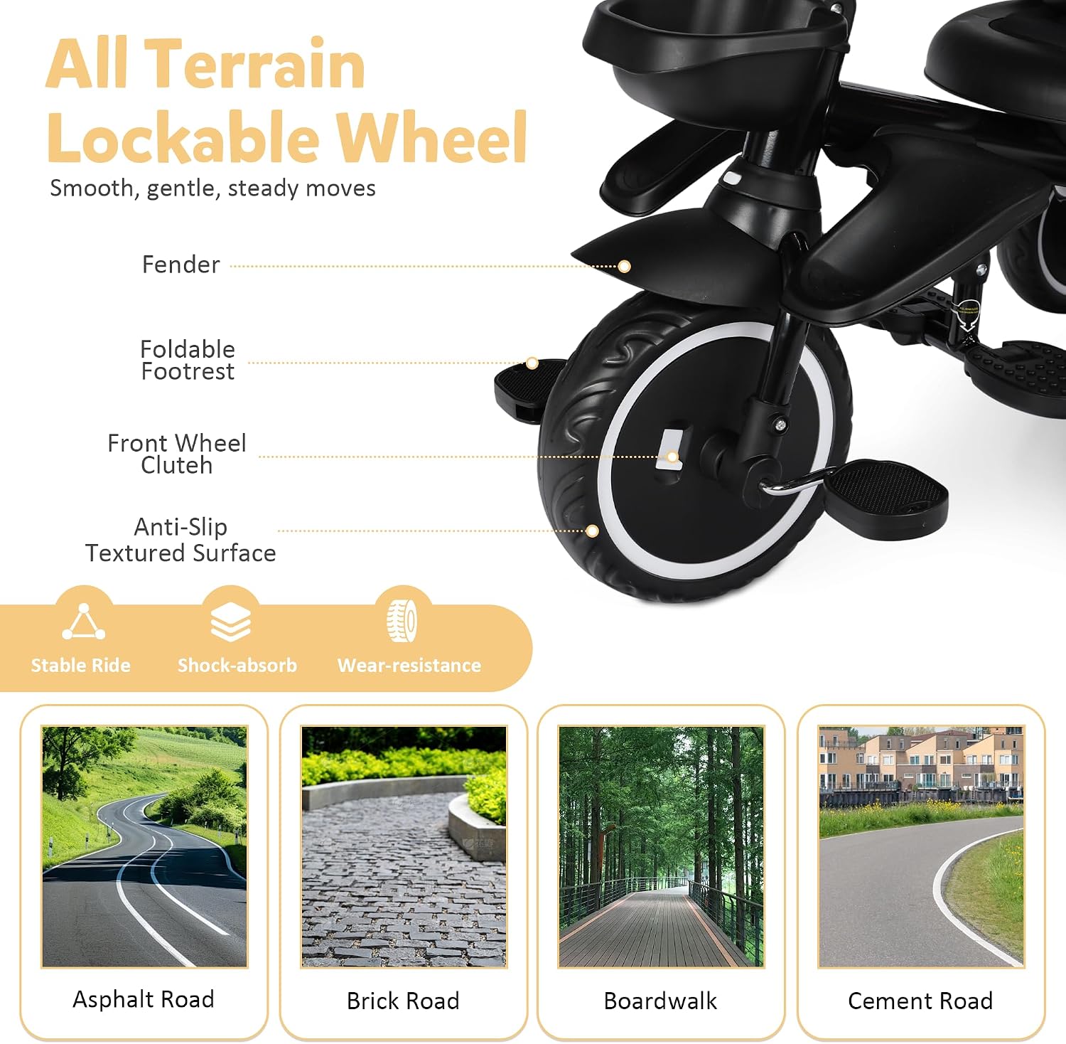 TODEFULL Folding Kids Tricycle, 8 in 1 Toddler Trike W/Removable & Adjustable Canopy, Parent Handle, 5-Piont Harness, Toddler Bike Tricycle for Kids 1-6 Years, EVA Wheels, Storage Basket, Green