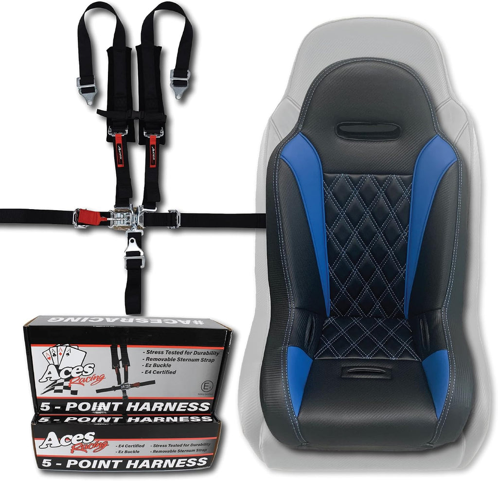 UTV Junior Seat (Fits Stock and Aftermarket Seats) (Blue Seat - Black 5 Point Harness)