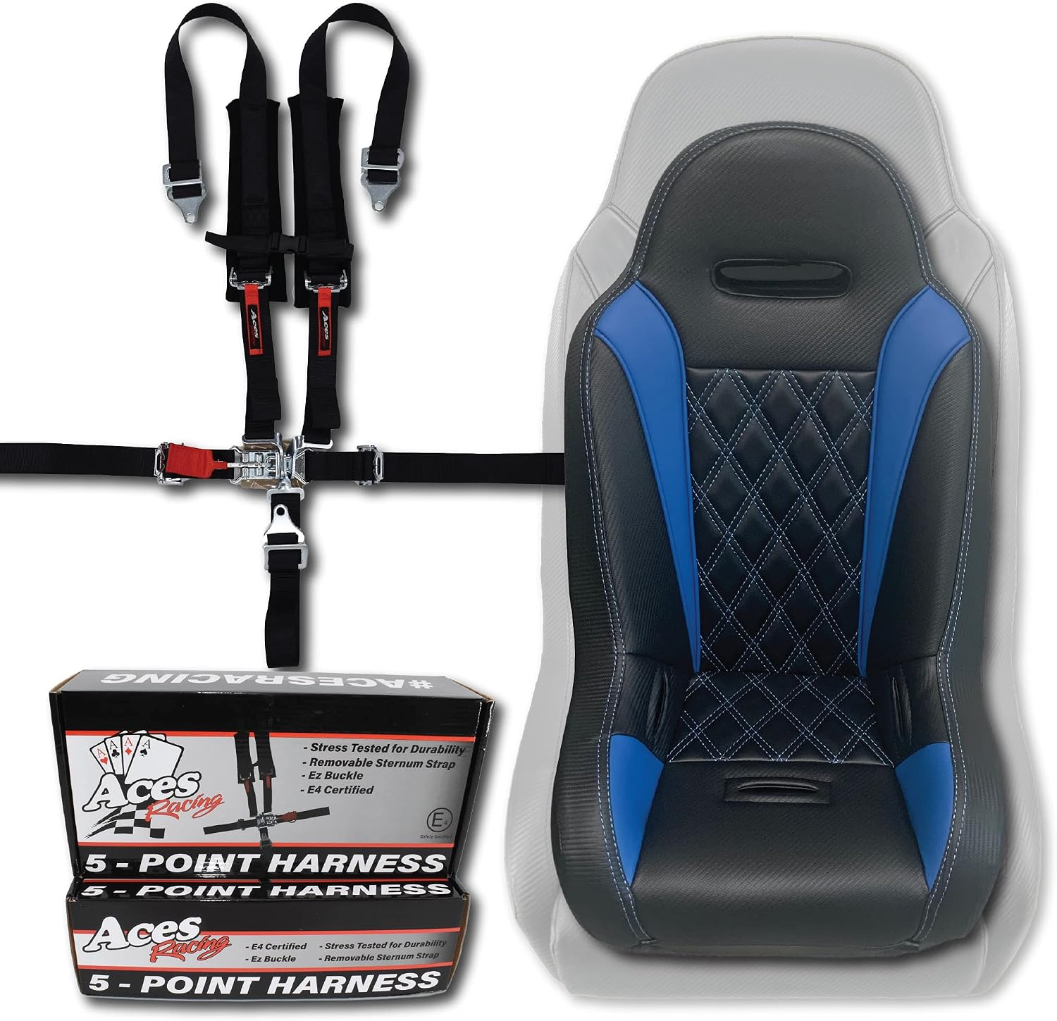 UTV Junior Seat (Fits Stock and Aftermarket Seats) (Blue Seat - Black 5 Point Harness)