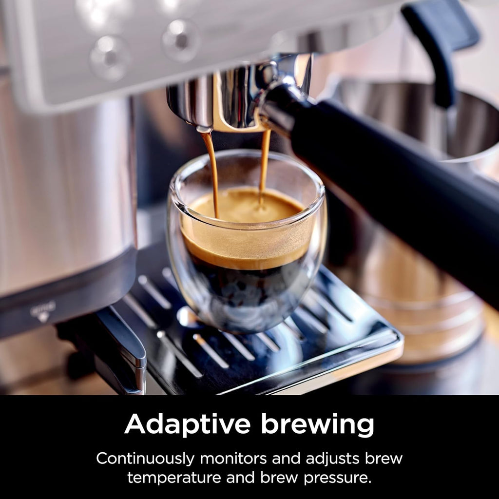Ninja R-ES601 Luxe Café Premier Series Espresso Machine, Drip Coffee, Cold Brew, Grinder, Tamper, Frother, Silver (Renewed)