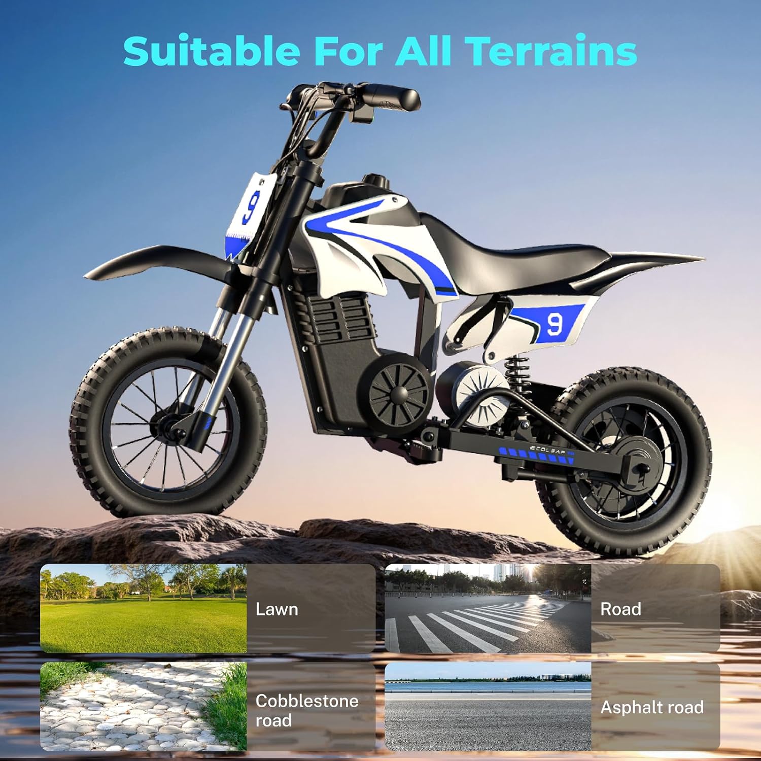 ECOLEAP K1 Kids Electric Dirt Bike 36V Motorcycle, 16MPH Fast Speed 14 Mile Long-Range, 700W Peak 3-Speed Modes Electric Bike for Kids Ages 3-10