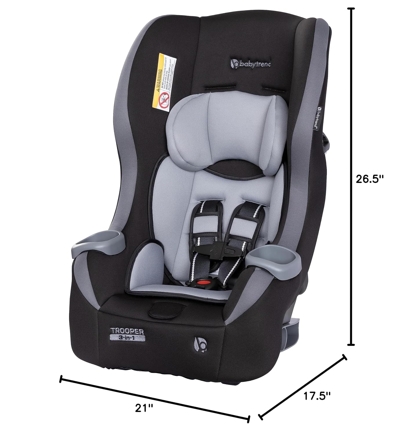 Baby Trend Trooper 3-in-1 Convertible Car Seat, Dash Black