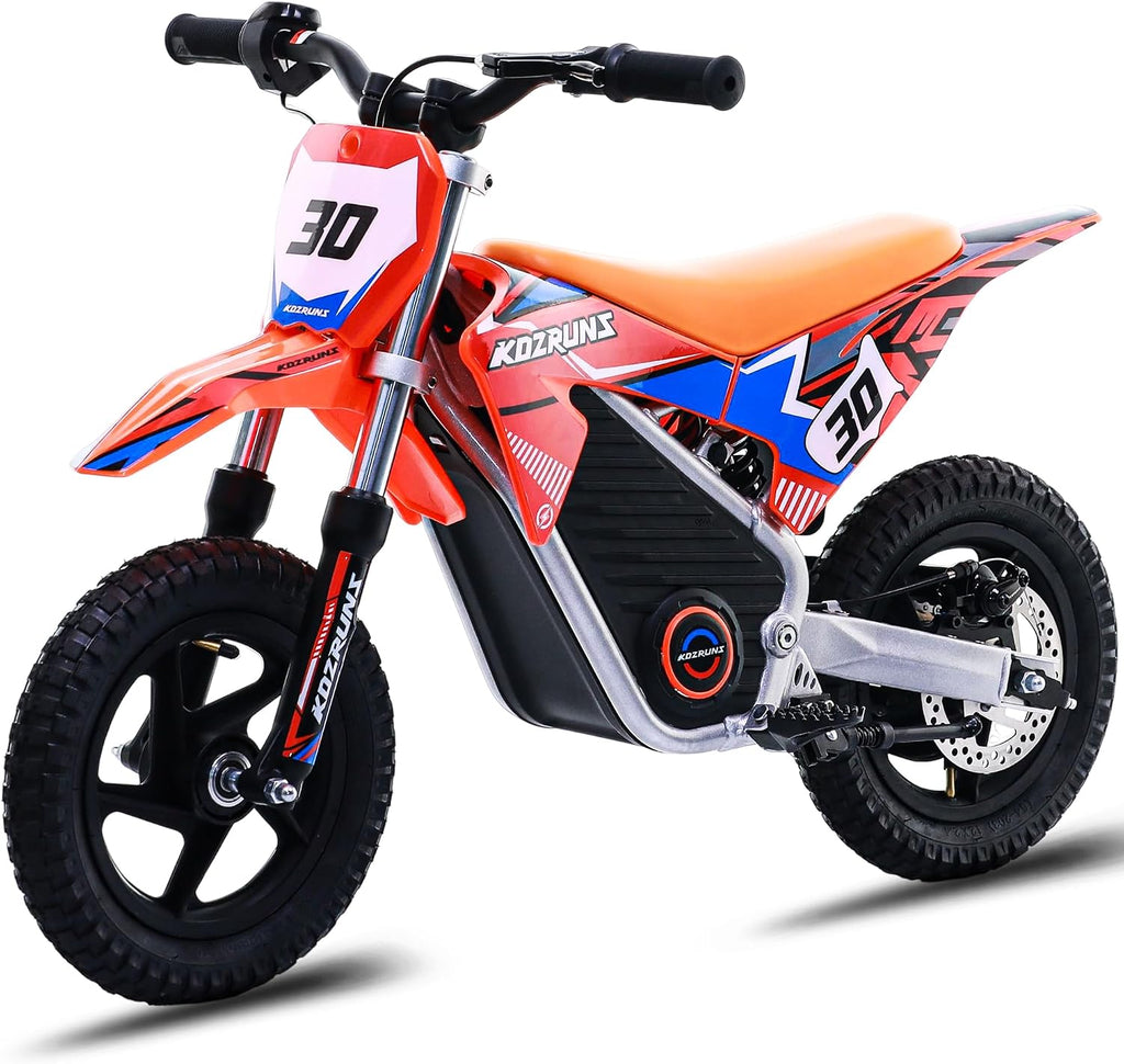 OLALA 36V Electric Dirt Bike for Kids 3-6, 250W Brushless Motor with 3-Speed Control, 15.5 MPH Max Speed, 12' Off-Road Tires Motorcycle, for Boys & Girls, Orange