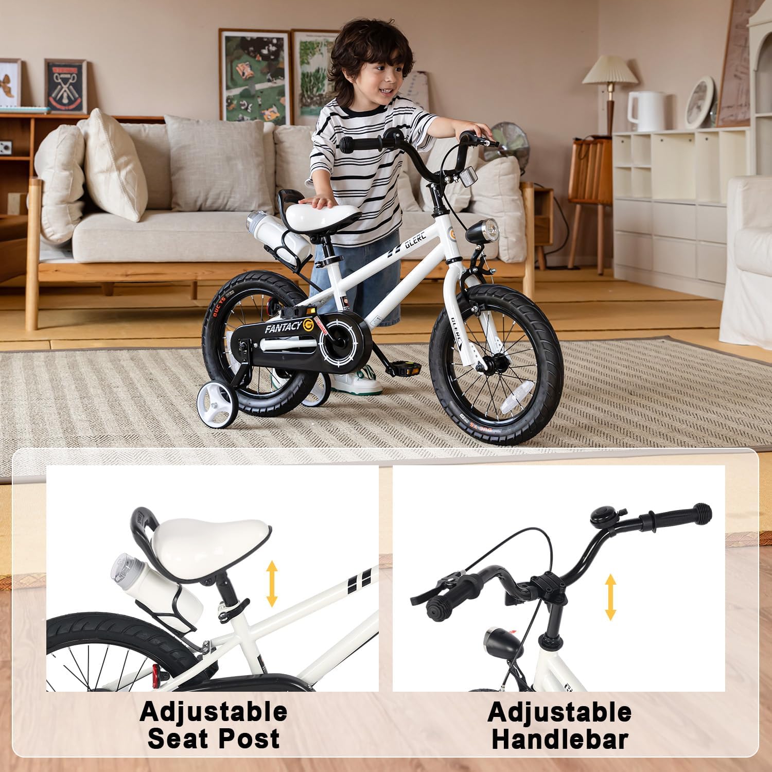 Glerc Fantacy Kids Bike, 12-20 Inch Children Bicycle for 2-13 Years Old Boys Girls, Kids Bicycle with Water Bottle Holder & Headlight & Training Wheels, Multiple Colors
