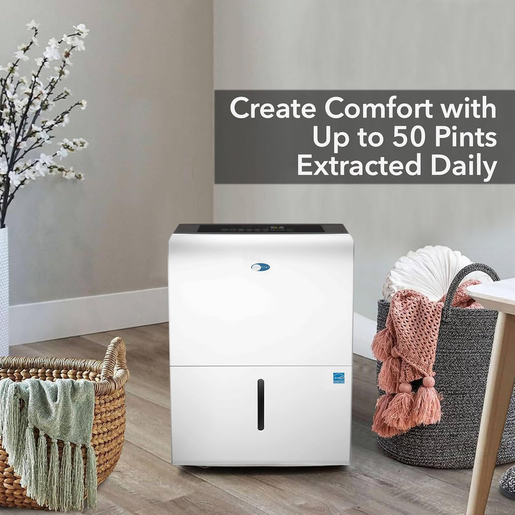 Whynter Energy Star RPD-506EWP 50 Pint High Capacity Portable Dehumidifier with Pump up to 4000 sq ft, White w/Black sides