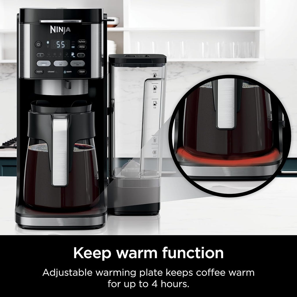 Ninja Drip Coffee Maker | DualBrew™ Pro Hot & Iced Coffee Machine, Single Serve to Carafe | Brew with Pods & Grounds, Compatible with K Cups | 3 Brew Styles, 60oz Removable Reservoir | Black, CFP101