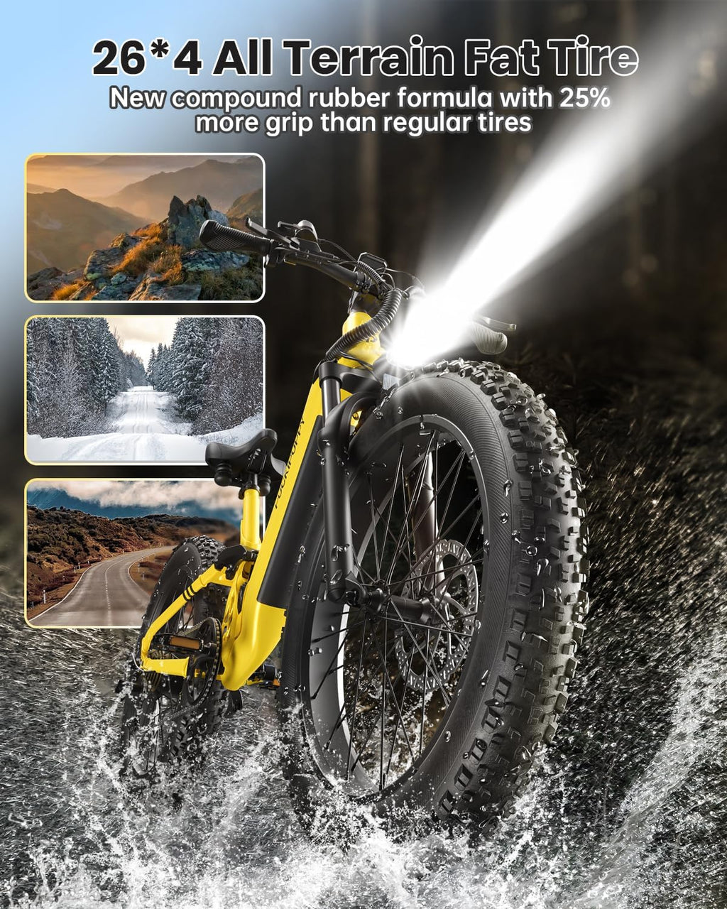 PUCKIPUPPY Electric Bike for Adults 960W, 48V 20AH Battery Electric Bicycles, 26' x 4' Fat Tire Full Suspension Step-Thru Ebike, 28MPH Electric Mountain Bike, 7 Speed, 80Miles Range-BoxerST
