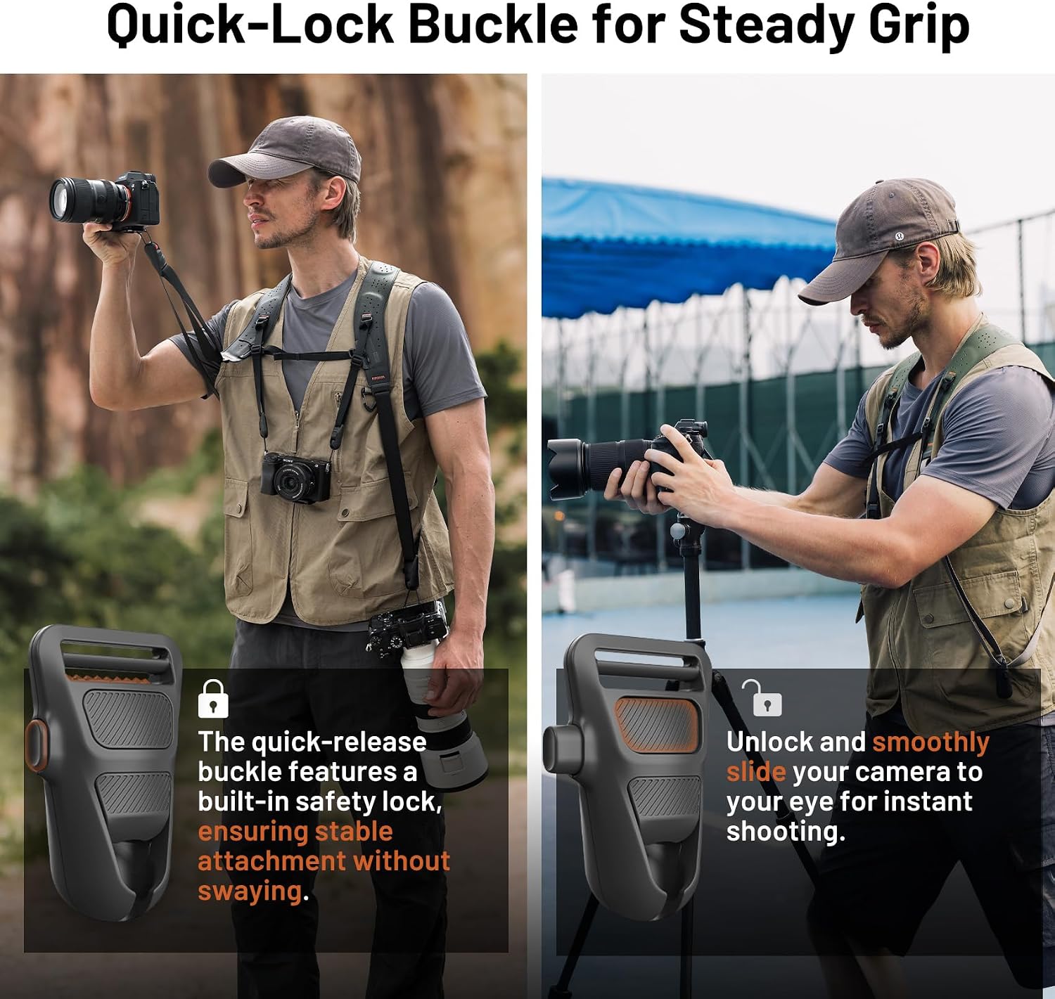 PGYTECH Camera Strap Master, Dual Shoulder Harness for 3 Cameras, 60mm Leather Ergonomic Shoulder Pad, Adjustable Camera Harness for Professional Photographers, DSLR/Mirrorless Camera Straps, Black