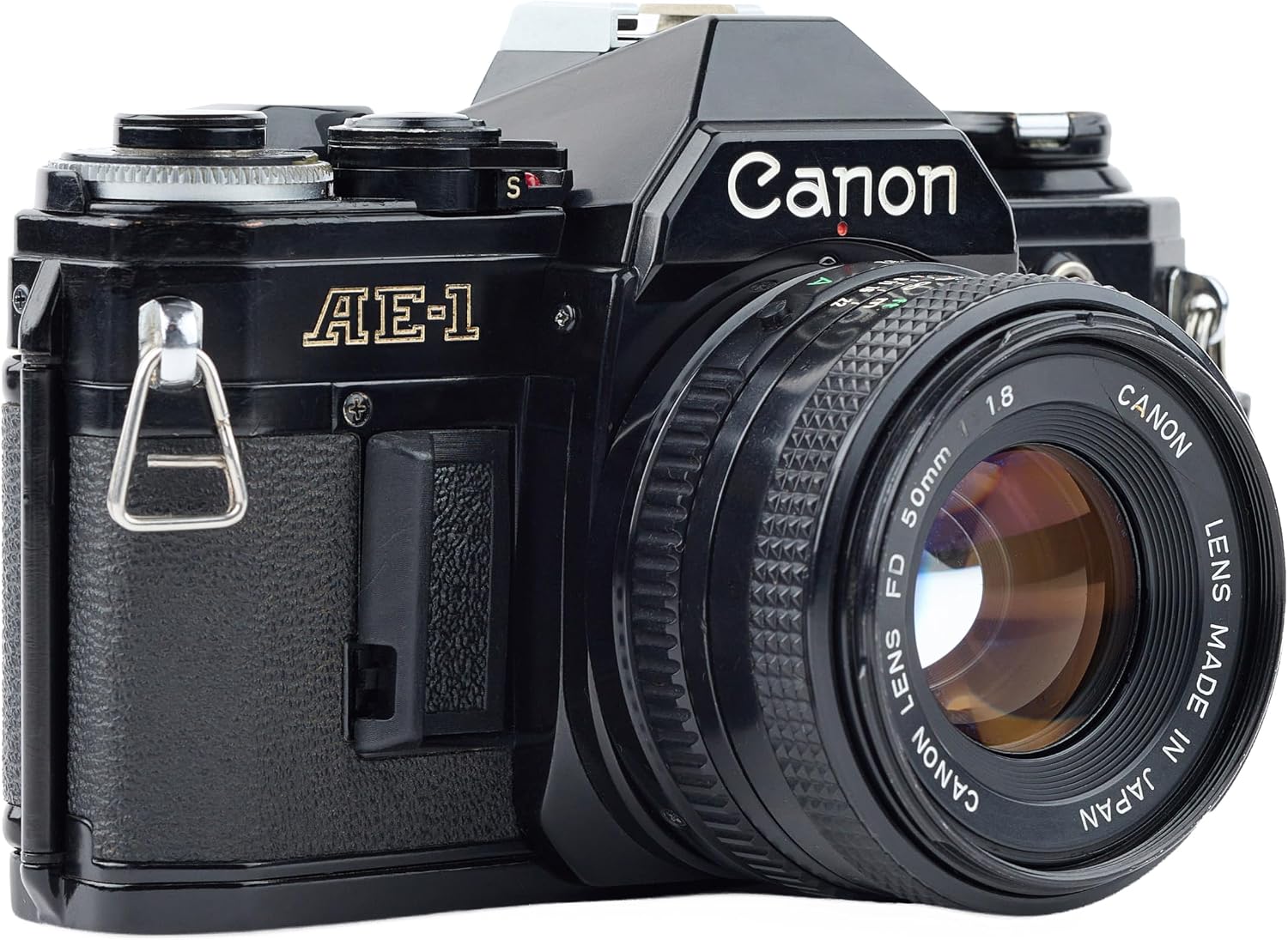 Canon AE-1 35mm SLR Film Manual Focus Camera (Black) with 50MM Canon FD Mount Lens. (Renewed)