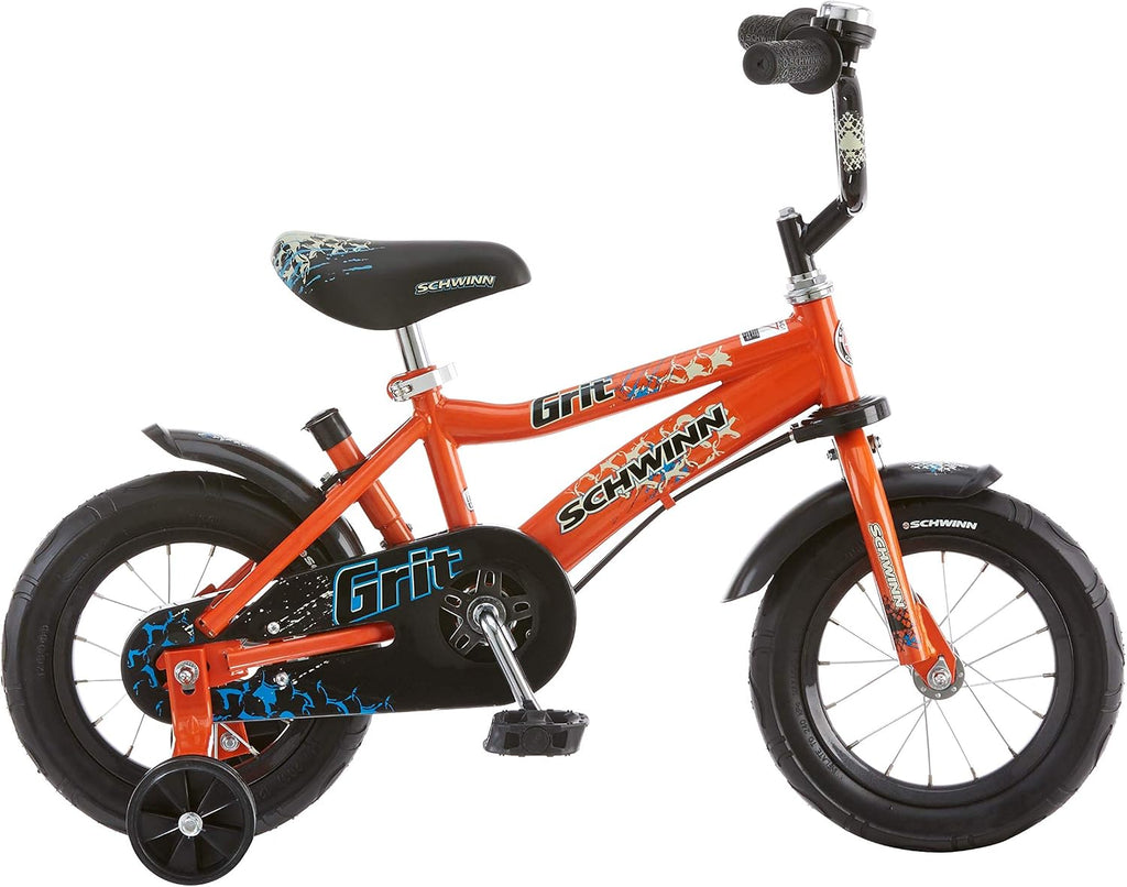 Schwinn Petunia and Grit Bike, Bike for Kids Ages 2-4, Steerable Beginner Bicycle with Training Wheels, Parent Push Handle, Rear Coaster Brake, Adjustable Seat
