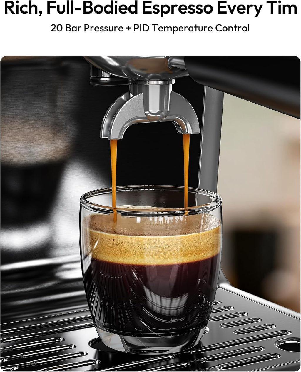 EUHOMY Espresso Machine with Grinder, 20 Bar Professional Espresso Coffee Maker for Home,with Milk Frother for Latte, Cappuccino & Barista-Style