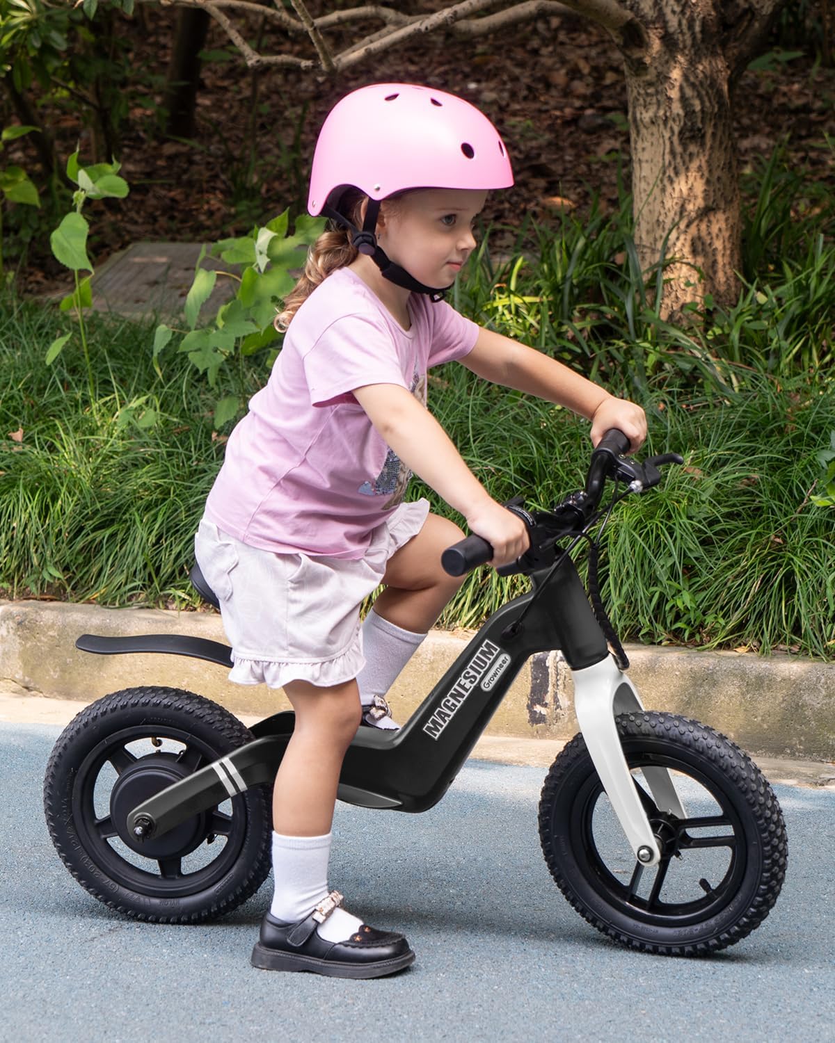 GROWNEER Electric Balance Bike for Kids, 12/14 Inch Tires, Ages 3-6, Lightweight Magnesium Alloy Frame, 3 Speed Settings(3.1/6.2/9.3 MPH), Light-up Front Tire & Adjustable Seat, Toddler Electric Bike
