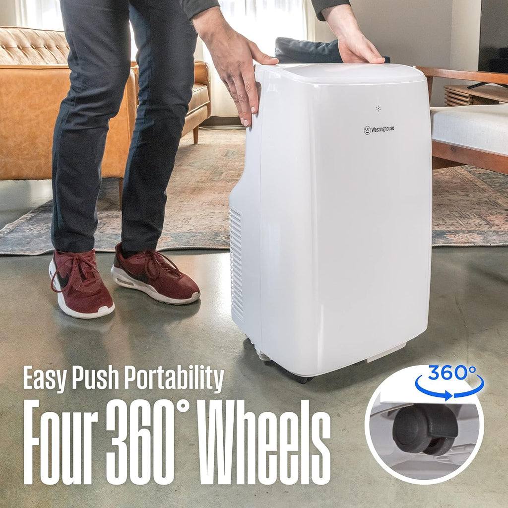 Westinghouse 8,000 BTU Air Conditioner Portable For Rooms Up To 350 Square Feet, Portable AC with Home Dehumidifier, Smart Wi-Fi Enabled, 3-Speed Fan, Programmable Timer, Remote Control, Window Kit