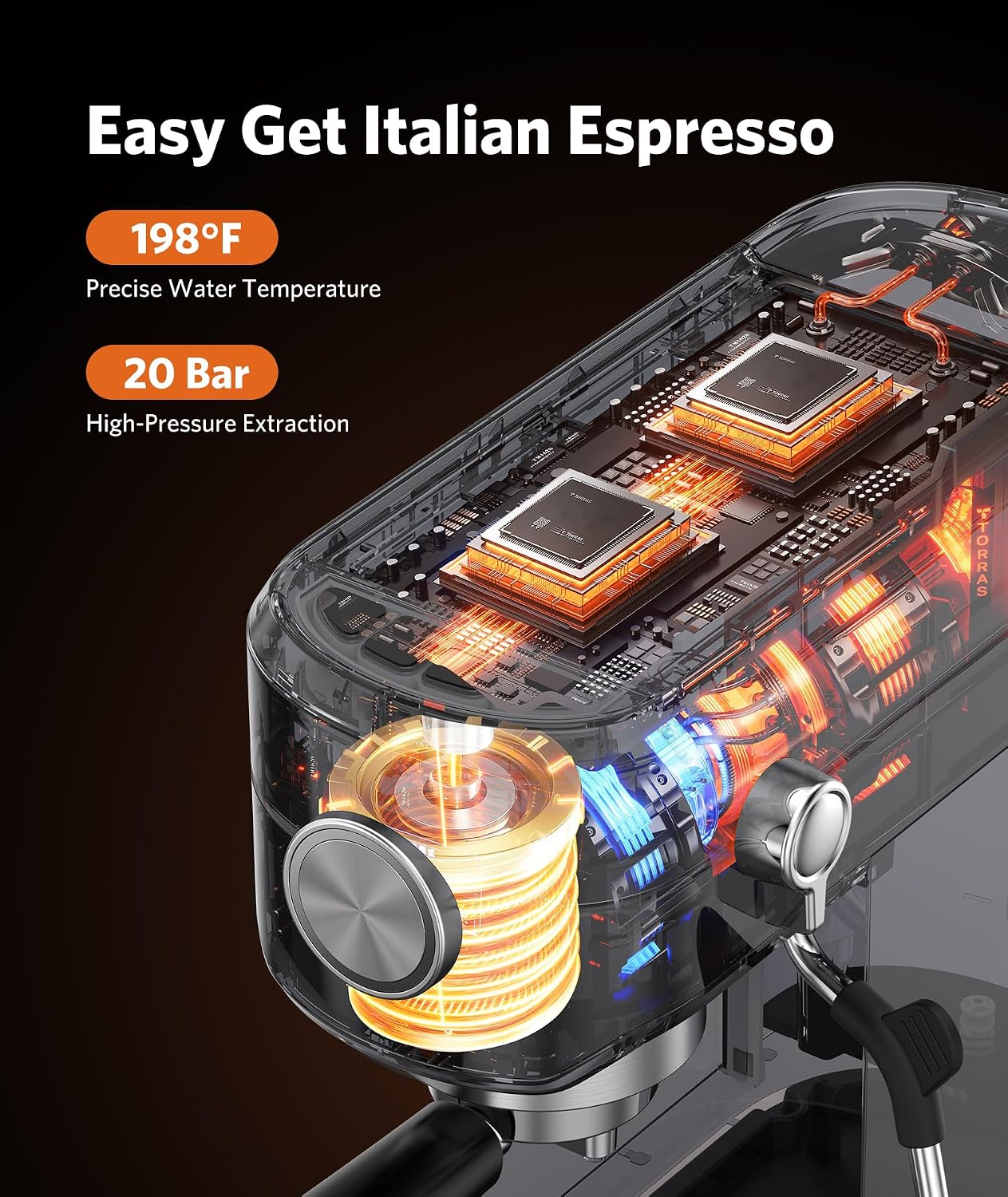 COWSAR Espresso Machine 20 Bar,Compact Espresso Machine with Milk Frother,Stainless Steel Coffee Maker with 40 oz Removable Water Tank for Cappuccino,Latte
