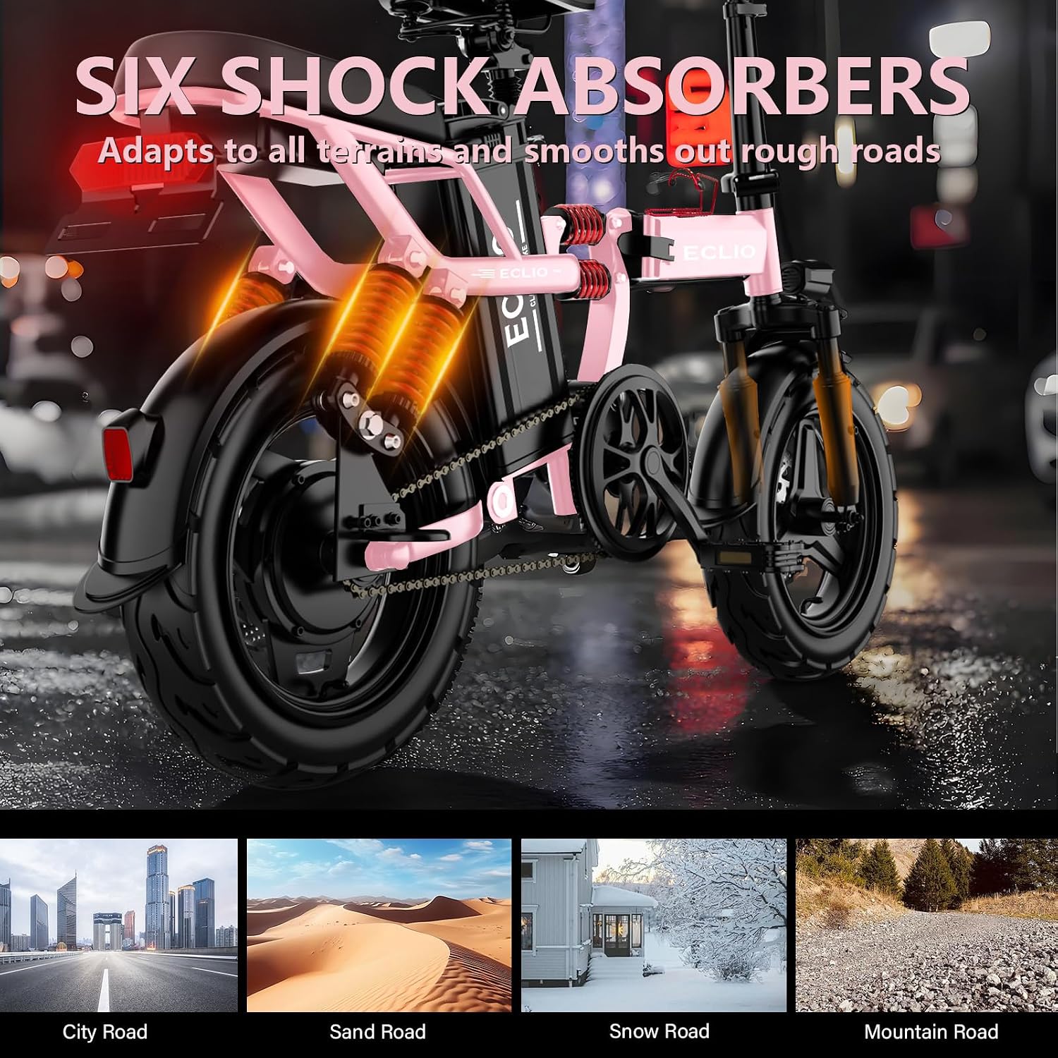 Folding Electric Bike for Adults, 800W Peak Motor 25MPH, Ebike with 48V 15Ah Removable Battery, 35-55 Miles Range, 14'' Adults Electric Bicycles for Men Women Commuter UL 2849 Safety Standard