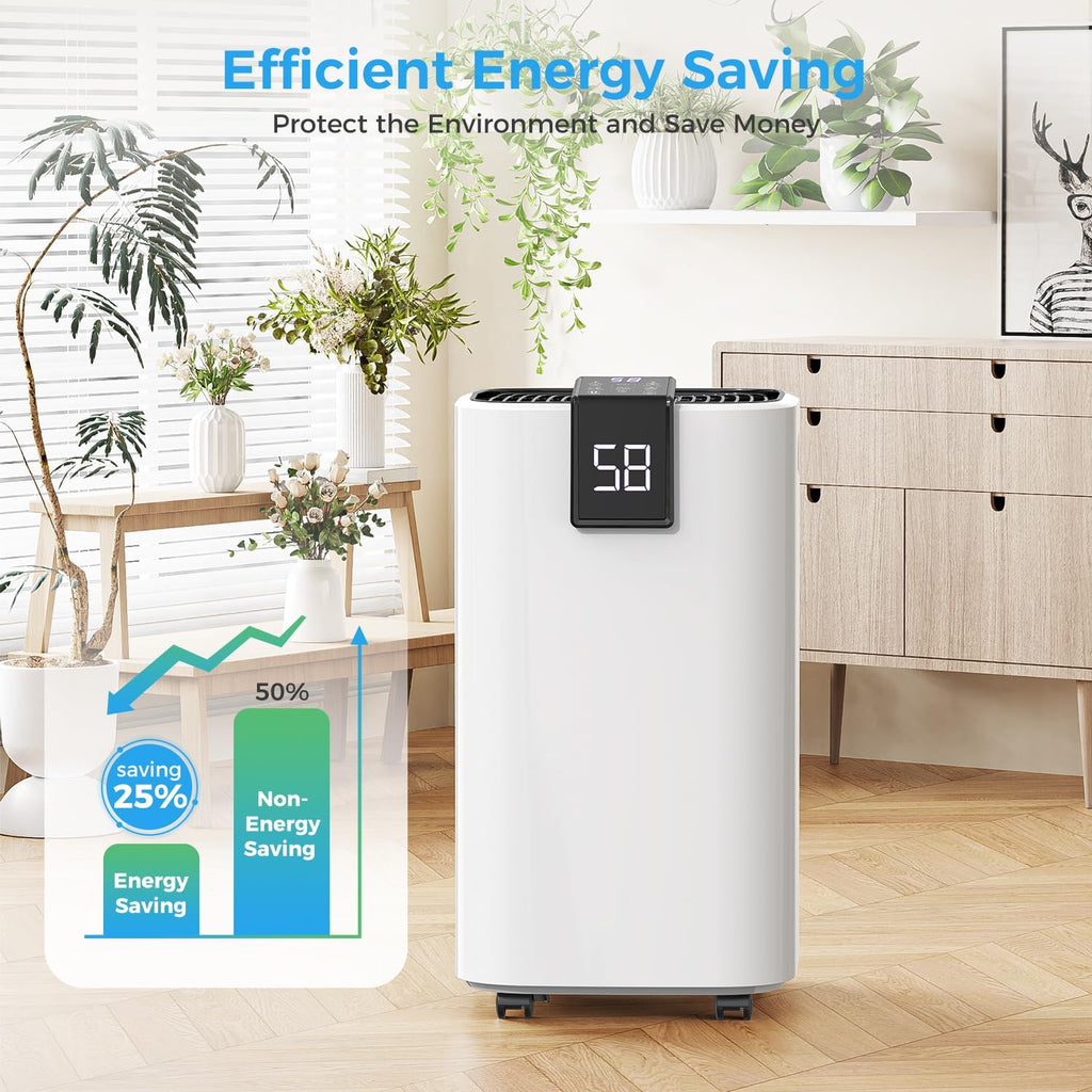 4000 sq.ft Dehumidifier for Basement, Trazico 45 Pint Dehumidifiers for Home with Drain Hose, Smart Humidity Control, 24H Timer, Auto Defrost, Ideal for Large Room, Bathroom, Bedroom, Garage, Black