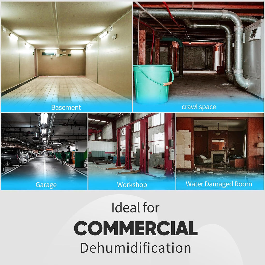 190Pints Commercial Dehumidifier for Basements with Pump Drain Hose, LGR Dehumidifiers with Wheels, Crawl Space Ddehumidifier for Basement, Warehouse and Garages Up to 6000 Sq.Ft, Blue-2026 Upgraded