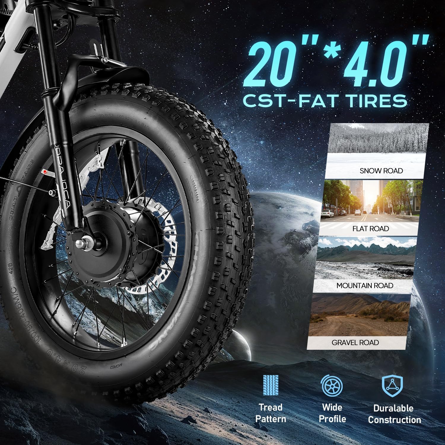 eAhora Terra/Luna 2 Dual Motor 33-31Mph Electric Bike for Adults 3000W/1500W Ebike with Removable 48V 20Ah/15Ah Battery 20'' * 4.0 Fat Tire All Terrain Ebikes, SHM 7-Speed Gear Electric Bicycle