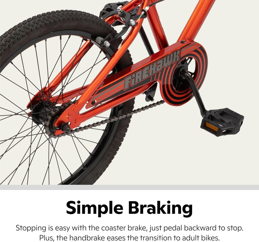 Schwinn Firehawk or Scorch Bike, 16 or 20 Inch Bike for Kids Ages 3-13, with Training Wheels or Adjustable Seat, Rear Coaster Brake & Front or Front & Rear Hand Brake, for Girls & Boys