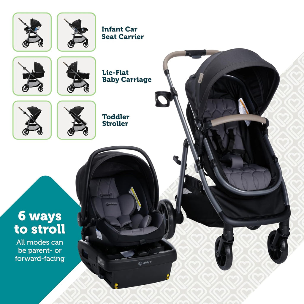 Safety 1st onBoard Slide 6-in-1 Infant Car Seat & Baby Stroller Travel System with SafetySlide Base, Rocky Point