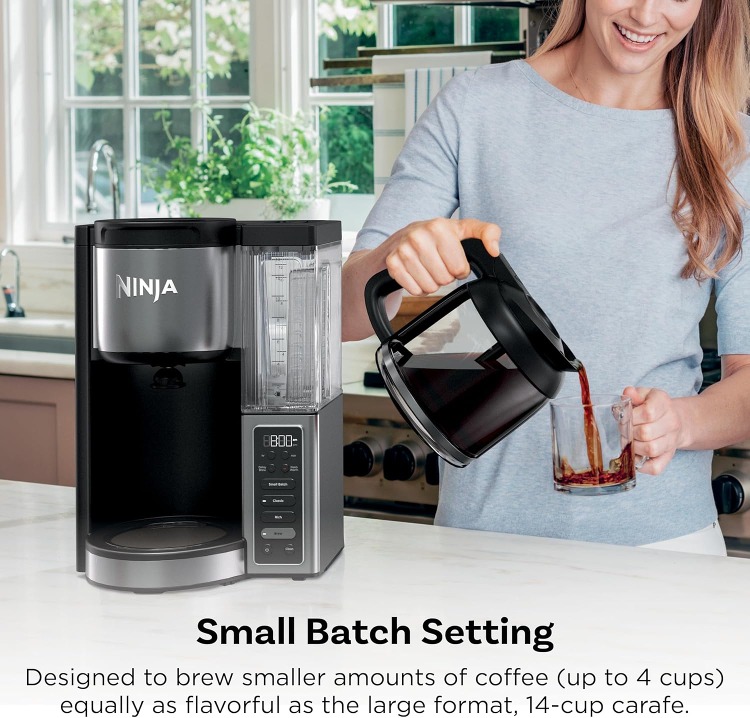 Ninja Fresh Brew™ Drip Coffee Maker | Programmable 14Cup Glass Carafe, Brew Classic & Rich, 70oz Removable Water Reservoir | Small Batch, Delay Brew, Adjustable Warming Plate | Stainless Steel | CE451