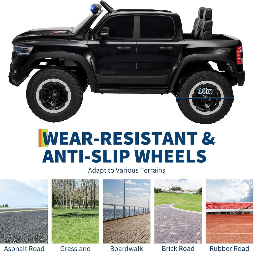 Garvee Ride On Car, Licensed RAM 12V Kids Ride On Police Car with Remote Control, Electric Pickup Truck for Toddlers, 3 Speeds, Spring Suspension, LED Lights & Parent Safety Lock