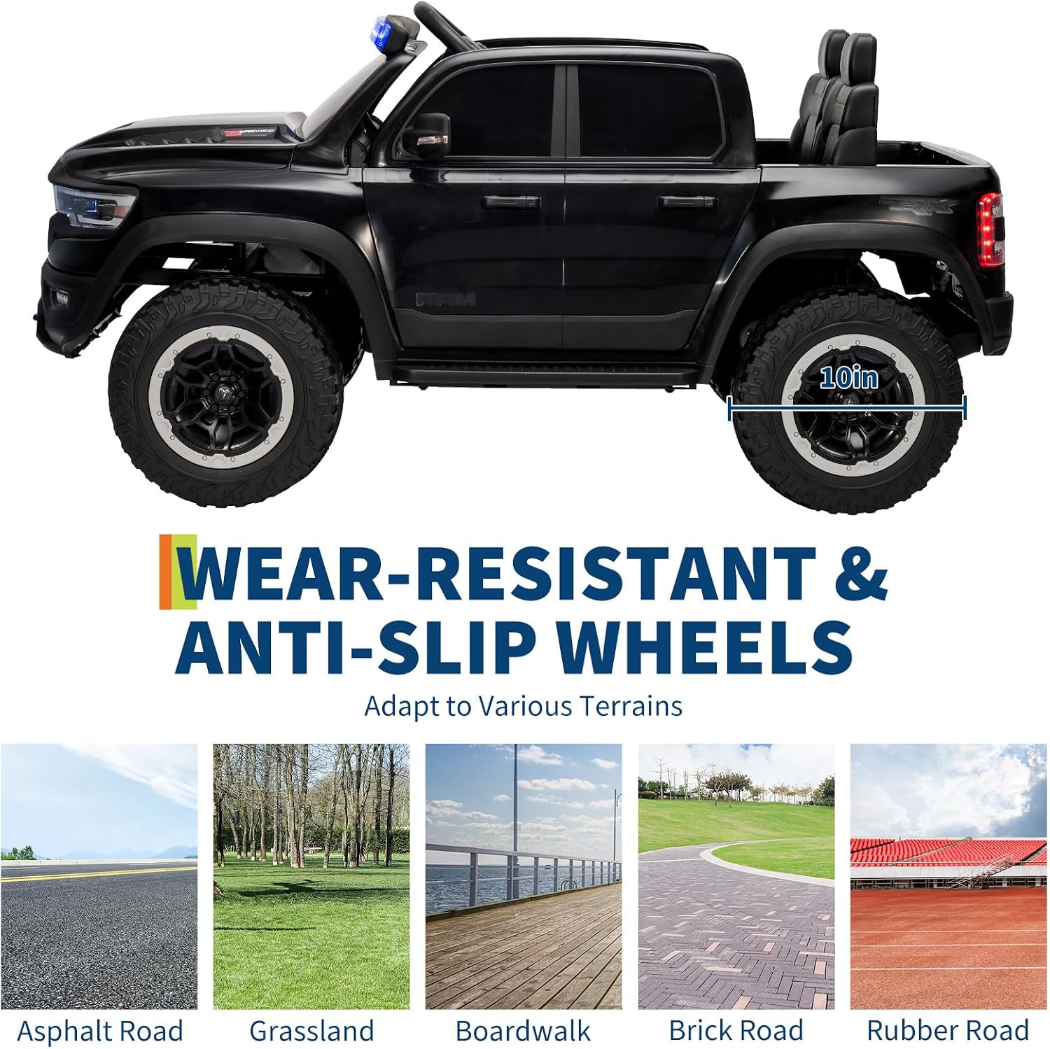 Garvee Ride On Car, Licensed RAM 12V Kids Ride On Police Car with Remote Control, Electric Pickup Truck for Toddlers, 3 Speeds, Spring Suspension, LED Lights & Parent Safety Lock
