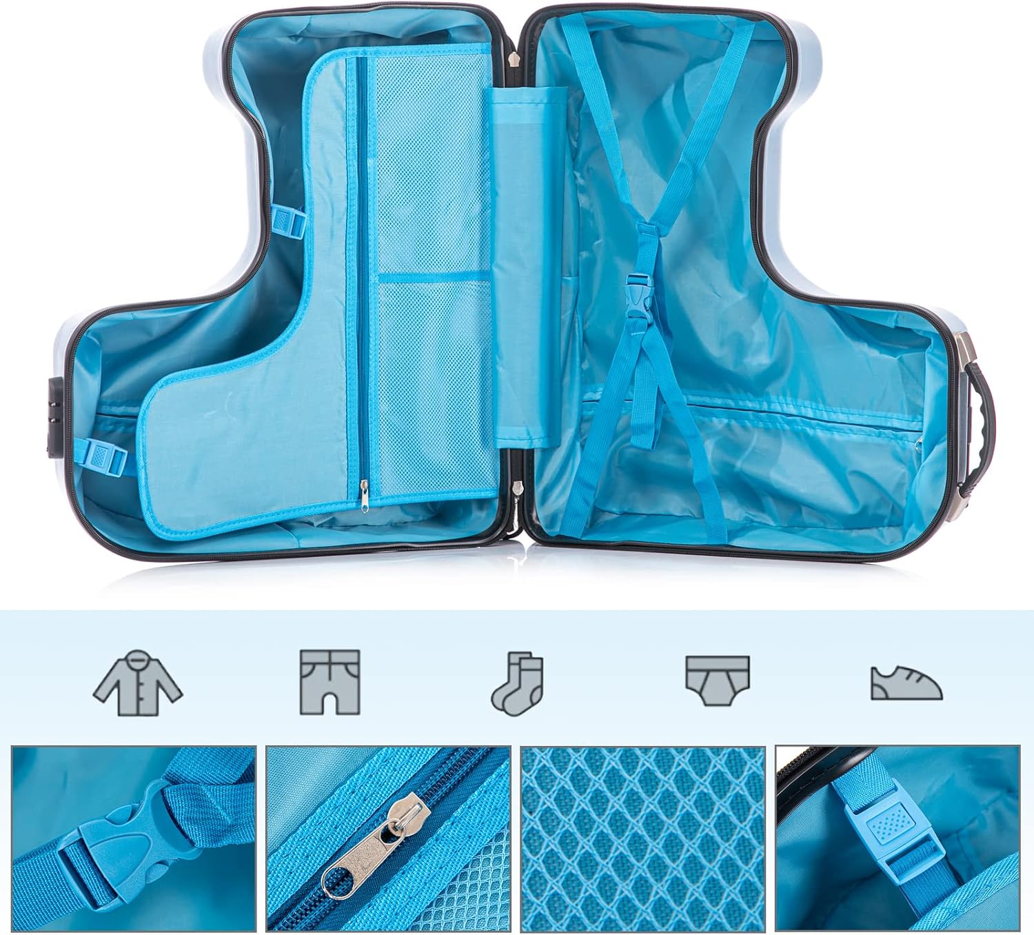 Apelila Checked Luggage for Kids - 24 Inch Ride On Horse Suitcase, Airplane Travel Trunk with Wheels, Pull Along Carry On Storage for Boys & Girls, Ideal for 3-5 Day Trips, Check-In Only