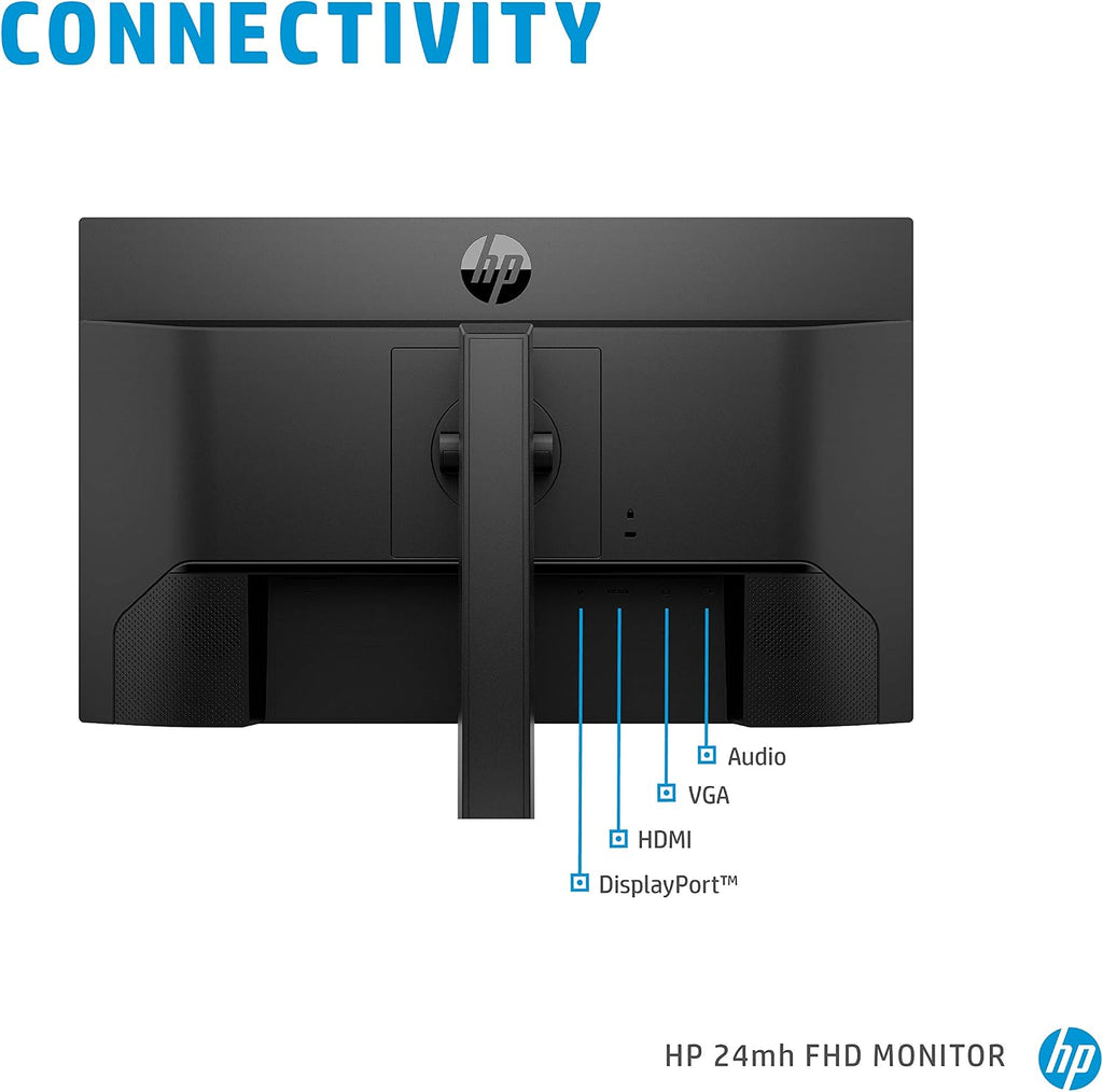 HP 24mh FHD Monitor - Computer Monitor with 23.8-Inch IPS Display (1080p) - Built-in Speakers and VESA Mounting - Height/Tilt Adjustment for Ergonomic Viewing - HDMI and DisplayPort - (1D0J9AA#ABA)