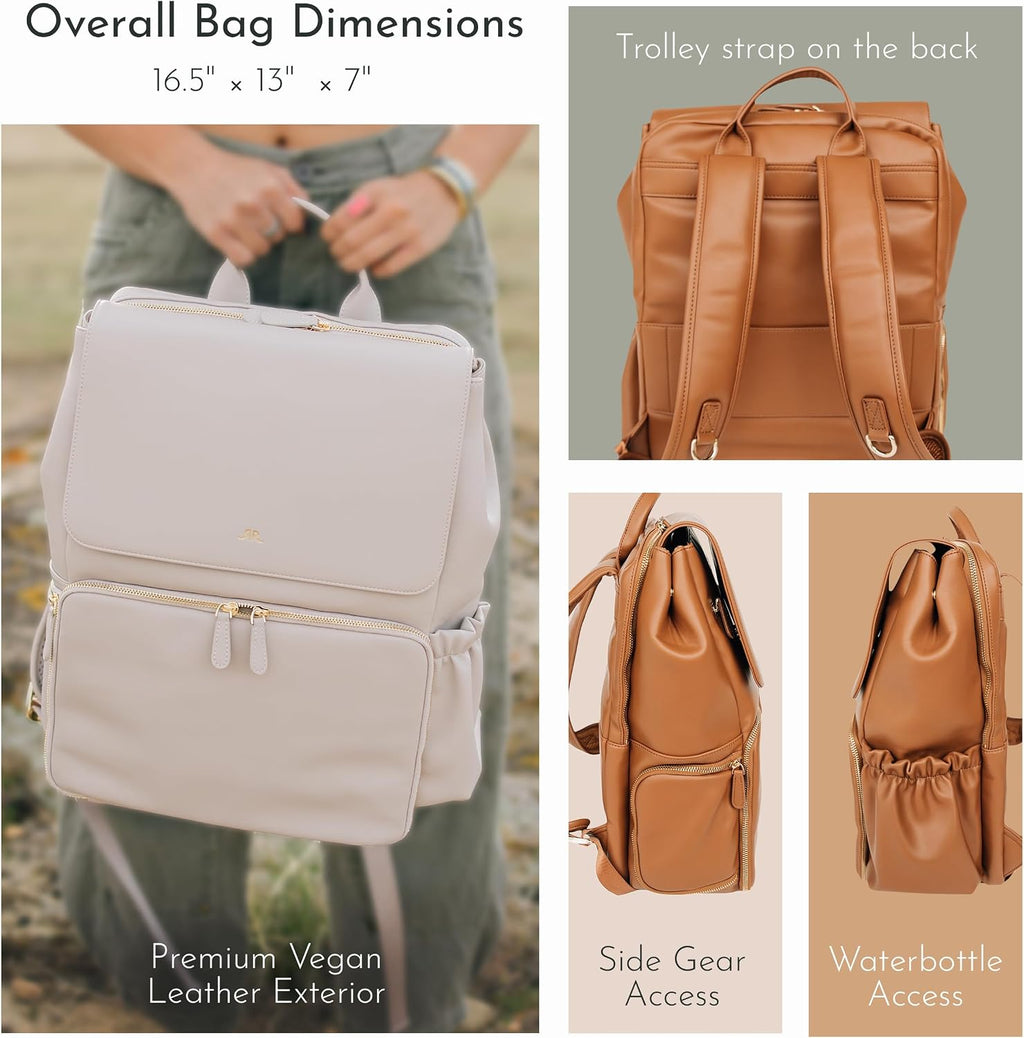 Ruby Camera Backpack – Sleek, Durable Vegan Leather Bag with Gear Dividers, Laptop Compartment, and Side Access for Cameras & Gear, Gray