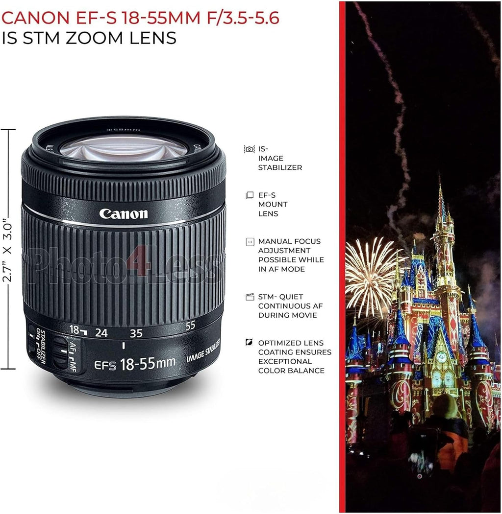 Canon EOS Rebel T7 DSLR Camera with 18-55mm Lens (Black) (Renewed) (Camera w/Basic Bundle)