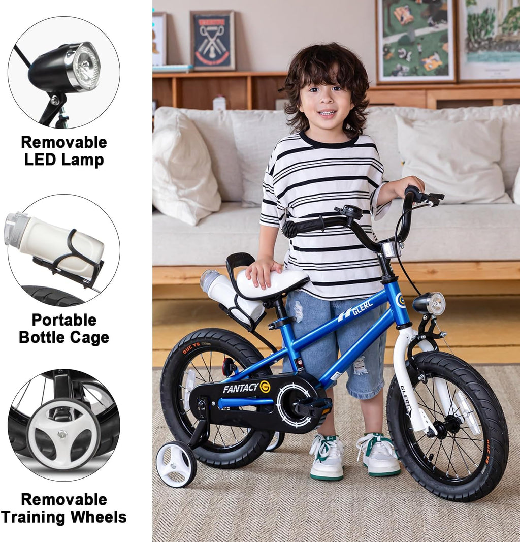 Glerc Fantacy Kids Bike, 12-20 Inch Children Bicycle for 2-13 Years Old Boys Girls, Kids Bicycle with Water Bottle Holder & Headlight & Training Wheels, Multiple Colors