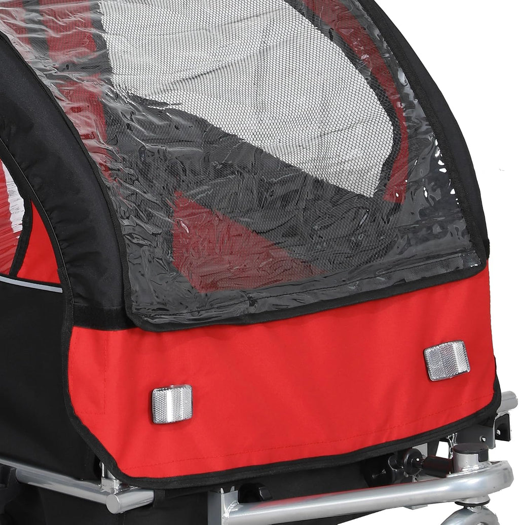 Aosom Elite 360 Swivel Bike Trailer for Kids Double Child Two-Wheel Bicycle Cargo Trailer with 2 Security Harnesses